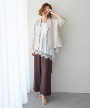 YECCA VECCA 【セットアップ対応】ストライプ柄ワイドパンツ Brown