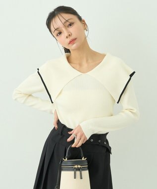 earth music&ecology ビックカラーオフショルニットプルオーバー Ivory