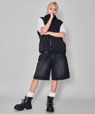 WEGO 【ユニセックス着用ITEM】フードナイロンベスト ブラック