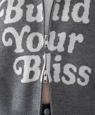 WEGO グラフィックジャガードニットZIPパーカー グレー