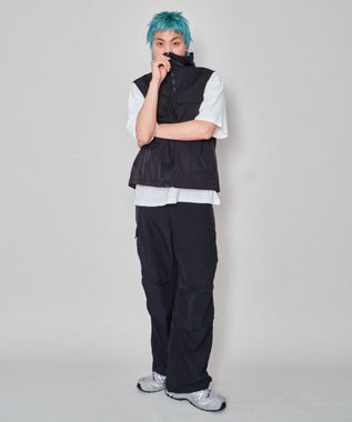 WEGO 【ユニセックス着用ITEM】フードナイロンベスト ブラック