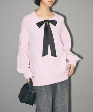 Green Parks ボウタイリボン付きニット Light Pink