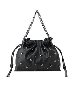 YECCA VECCA 2wayスタッズチェーンギャザーバッグ Black