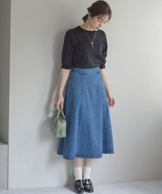 組曲 【WEB限定・2SET】5分袖ラメ入りアンサンブルニット ブラック系