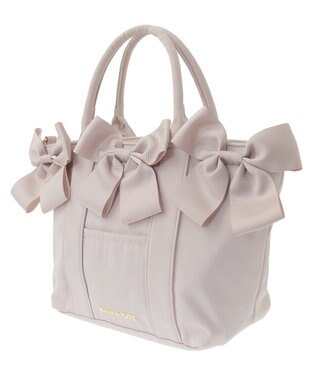 Maison de FLEUR ボリュームリボン2Wayトートバッグ Grayish Pink