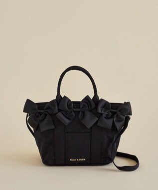 Maison de FLEUR ボリュームリボン2Wayトートバッグ Black