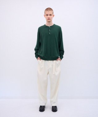 ATON SMOOTH SUVIN | ヘンリーネックセーター - UNISEX GREEN