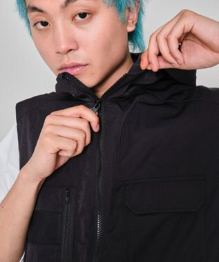 WEGO 【ユニセックス着用ITEM】フードナイロンベスト ブラック