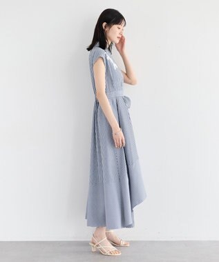 YECCA VECCA フラワーレースカシュクールワンピース Stripe