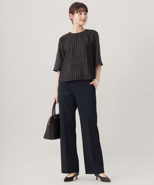 自由区 【WEB限定カラーあり・撥水加工・洗える】TRギャバストレート パンツ ネイビー