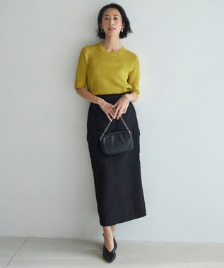 ICB 【洗える】ヘビーナイロンツイル スカート ブラック系