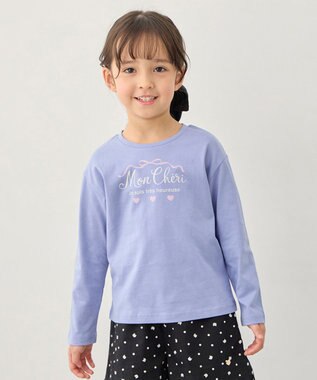 ANY KIDS 【一部店舗/WEB限定】【綿100%】プリント 長袖Tシャツ サックスブルー×ロゴ