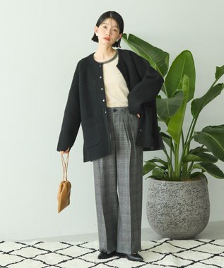 AMERICAN HOLIC Wフェイスラグランニットコーディガン Black