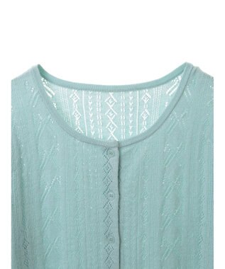 earth music&ecology リボン柄透かし編みニットカーディガン Mint