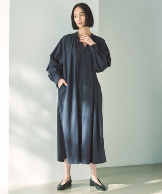 UNFILO L コンフォート シャツワンピース ネイビー