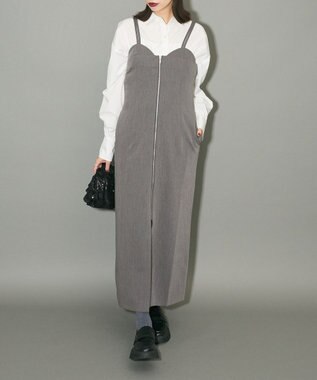 Green Parks フロントジップキャミワンピース Gray