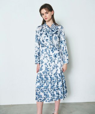 GRACE CONTINENTAL オリエンタルフラワープリントワンピース ホワイト