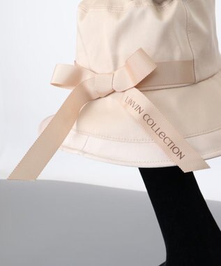 AURORA 【 LANVIN COLLECTION（ランバン コレクション） 】グログランリボンキャペリンハット ベージュ