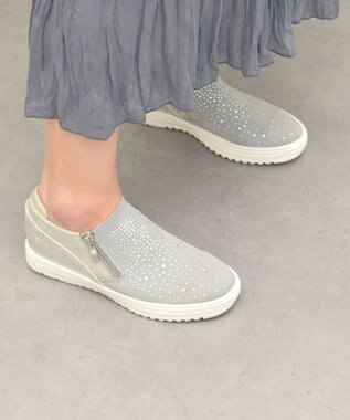 Bridget Birkin 【Round About】ラインストーンインヒールスニーカー ライトグレーコンビ