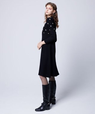 TOCCA 【洗える】PEARL BOUQUET KNITDRESS ニットドレス ブラック系