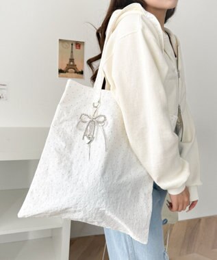 WEGO チャーム付きA4トートバッグ 柄1