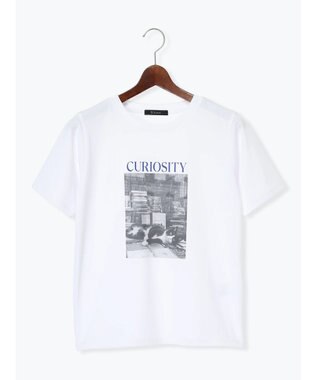 Te chichi アソートネコフォトスタンダードTシャツ ブルー