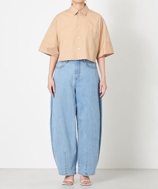 NAVE 【ReNAVE・セットアップ可/洗える/接触冷感/UVケア】コットンポリブロード クロップドシャツ ベージュ系