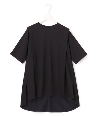 ICB L 【接触冷感・UVケア・洗える】コンフォートプレーティング デザインカットソー ブラック系