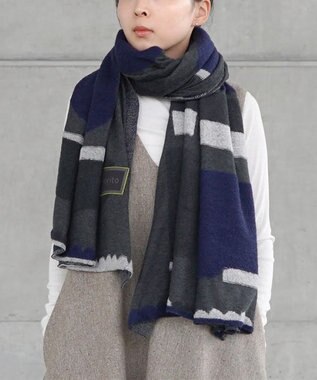 JOSEPH　ジョゼフ　カシミヤ　大判ストール　チャコールグレー×イエロー JOSEPH ジョゼフ カシミヤ 大判ストール チャコールグレー×イエロー