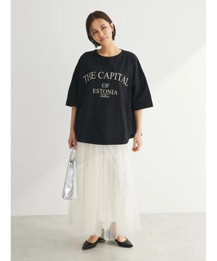 Green Parks インド綿 ＢＩＧサイズアーチロゴ半袖プルオーバー Black