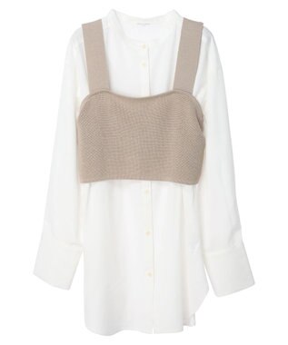 Green Parks ＳＥＴ２点ニットビスチェ＋とろみチュニック Beige