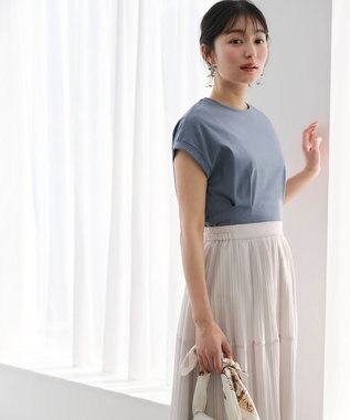 ANY SIS L 【UVケア・接触冷感】汗ジミ防止加工ペプラム カットソー ミントグレー