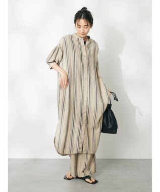 CRAFT STANDARD BOUTIQUE リネンレーヨンストライプワンピース Stripe Beige