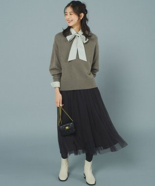 組曲 L ウールカシミヤミックス ロールネック ニット ココアブラウン系