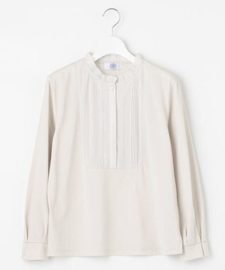 J.PRESS LADIES S 【吸水速乾】プレーティングジャージー フリル衿 カットソー ライトグレー系