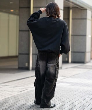 WEGO 【ウエストゴム/MLサイズ展開】イージーコーデュロイカーゴパンツ ブラックその他