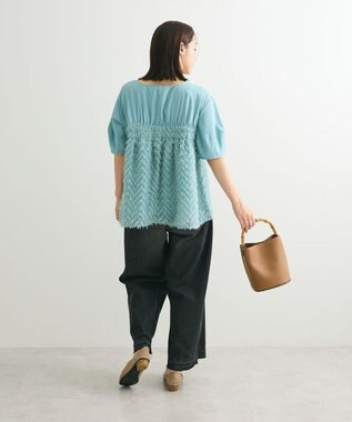 Green Parks フェザージャガードドッキングブラウス Mint