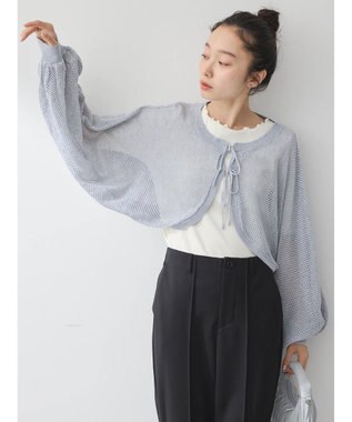 earth music&ecology リボンメッシュボレロ Light Gray