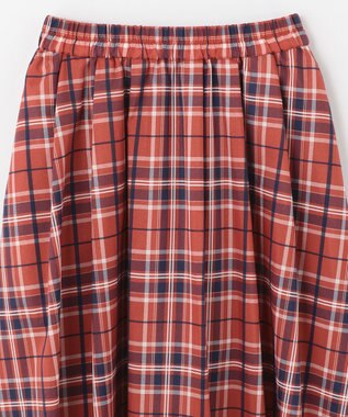 ANY 【ウエストゴム】イージーケアチェック スカート オレンジチェック