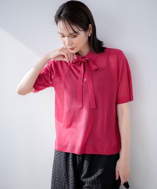 組曲 S 【先行予約】シアーポロ ニット チェリーローズ系