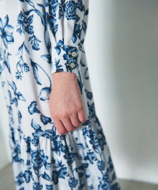 GRACE CONTINENTAL オリエンタルフラワープリントワンピース ホワイト