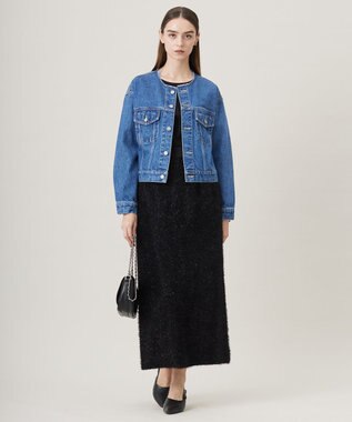 ICB L ルレックスヘアリージャカード ナロースカート ブラック系