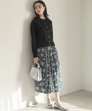 組曲 モザイクフラワープリント スカート ネイビー系5
