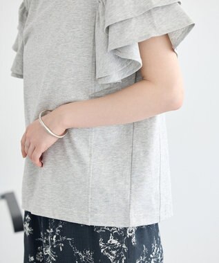 earth music&ecology フリルスリーブプルオーバー Gray Mixture