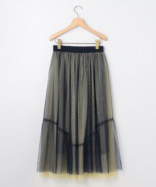 組曲 S リバーシブルチュール スカート グレイッシュネイビー×イエロー