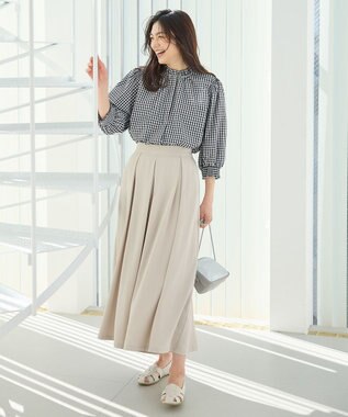 ANY L 【接触冷感/UVカット/抗菌防臭/速乾】エニイファンクション シャーリングブラウス ギンガム