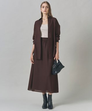 ICB L 【洗える】 シアービエラ デザインシャツ ダークブラウン系