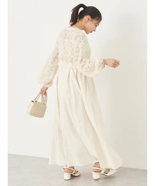 earth music&ecology ジャガード切替ワンピース Ivory