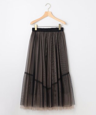 組曲 S リバーシブルチュール スカート ブラック×ベージュ