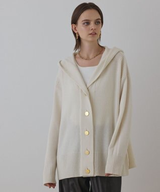 GRACE CONTINENTAL ウールフードニットカーディガン キナリ